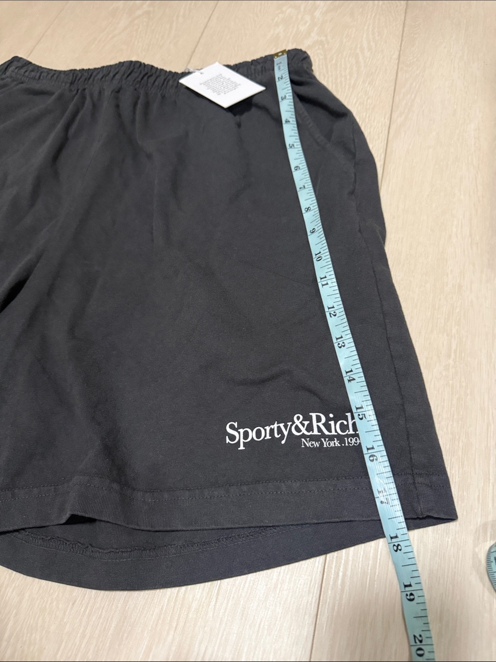 Sporty & Rich Charcoal Logo Unisex Athletic Shorts - Picture 6 of 8